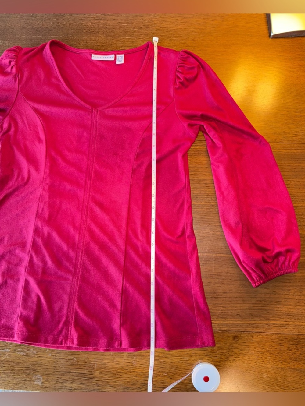 Susan Graver Crimson V-Neck Puff-Sleeve Top - Picture 5 of 11